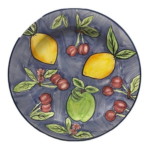 Dinner Plate INSPIRADO Lemon, Cherries & Apple Multicolored Ceramic Round Plate - Picture 2 of 4